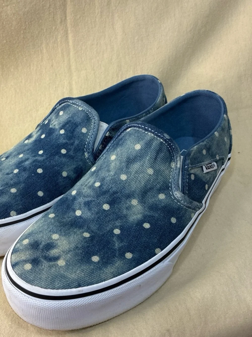 Vans Slip-On Denim Polka Dot Sneakers - Blue